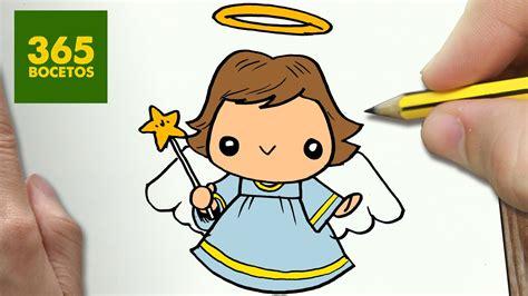 COMO DIBUJAR UN ANGEL PARA NAVIDAD PASO A PASO: Dibujos: Dibujar Fácil con este Paso a Paso, dibujos de Kawaii Un Angel, como dibujar Kawaii Un Angel para colorear e imprimir