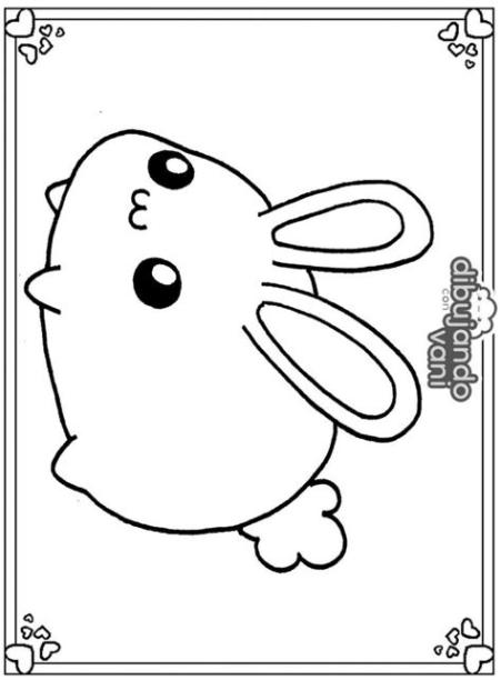 Dibujo de un conejo para imprimir y colorear - Dibujando: Aprende como Dibujar Fácil, dibujos de Kawaii Un Conejo, como dibujar Kawaii Un Conejo para colorear