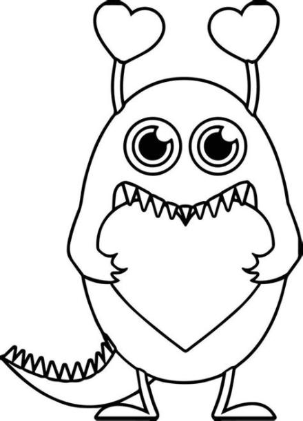 Monster Valentine Heart Free Coloring Page | Valentine: Dibujar y Colorear Fácil con este Paso a Paso, dibujos de Kawaii Un Monstruo, como dibujar Kawaii Un Monstruo para colorear e imprimir
