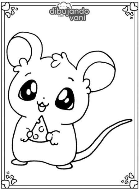 Dibujo de un raton para imprimir y colorear - Dibujando: Dibujar Fácil con este Paso a Paso, dibujos de Kawaii Un Raton, como dibujar Kawaii Un Raton para colorear e imprimir