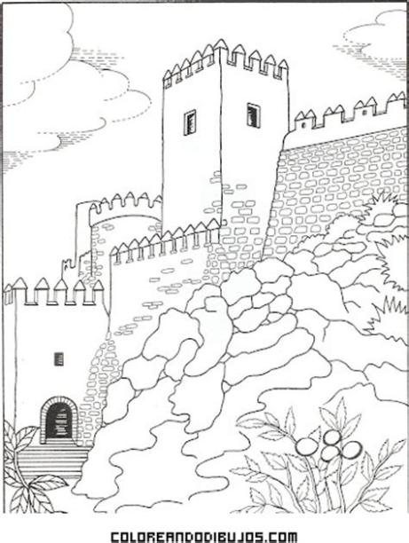 La Alcazaba de Almería para colorear - Dibujos para colorear: Aprender a Dibujar Fácil, dibujos de La Aljaferia, como dibujar La Aljaferia para colorear
