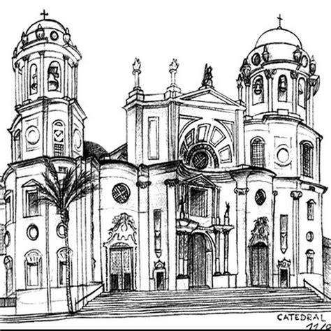 Dibujos para colorear de la Catedral de Cádiz - colorear: Dibujar Fácil con este Paso a Paso, dibujos de La Catedral, como dibujar La Catedral para colorear