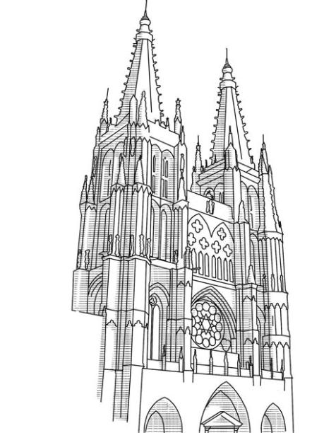 ilustraciónes para mapping Catedral de Santiago: Dibujar y Colorear Fácil, dibujos de La Catedral De Burgos, como dibujar La Catedral De Burgos paso a paso para colorear