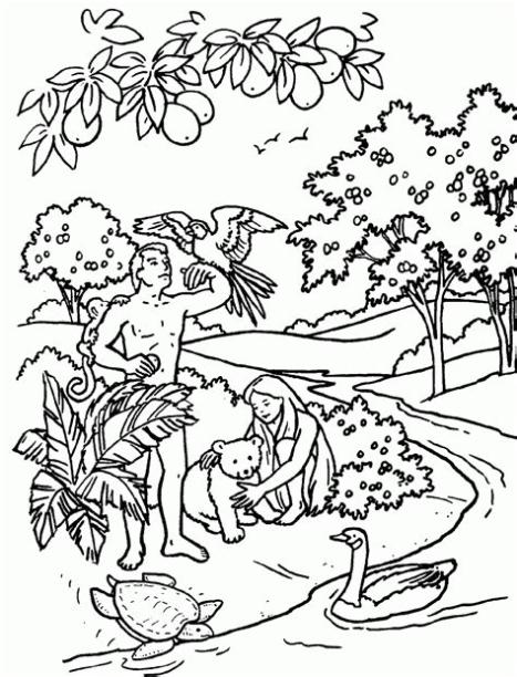 Adán y Eva en el huerto del Edén para colorear ~ Dibujos: Aprende a Dibujar Fácil, dibujos de La Creacion De Adan, como dibujar La Creacion De Adan paso a paso para colorear