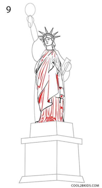 La Estatua de la Libertad para dibujar | Cool2bKids: Aprende como Dibujar Fácil con este Paso a Paso, dibujos de La Estatua De La Libertad Paso Por Paso, como dibujar La Estatua De La Libertad Paso Por Paso para colorear