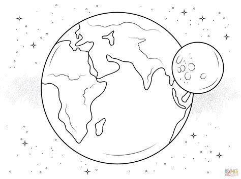 Dibujo de Tierra y Luna para colorear | Dibujos para: Aprende como Dibujar y Colorear Fácil con este Paso a Paso, dibujos de La Luna Y La Tierra, como dibujar La Luna Y La Tierra paso a paso para colorear