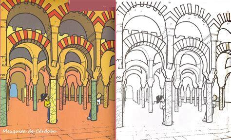 DIBUJO DE LA MEZQUITA PARA COLOREAR (COLOREAR CORDOBA): Aprender a Dibujar y Colorear Fácil, dibujos de La Mezquita De Cordoba, como dibujar La Mezquita De Cordoba para colorear e imprimir