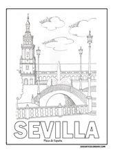 Colorear Giralda. Plaza España. Torre del Oro de Sevilla: Dibujar Fácil, dibujos de La Plaza España Sevilla, como dibujar La Plaza España Sevilla para colorear