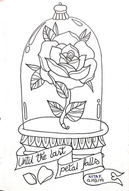 Pin en Mio: Dibujar y Colorear Fácil, dibujos de La Rosa De La Bella Y La Bestia, como dibujar La Rosa De La Bella Y La Bestia paso a paso para colorear