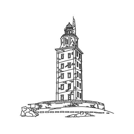 Pin en Galicia: Aprende a Dibujar Fácil con este Paso a Paso, dibujos de La Torre De Hercules, como dibujar La Torre De Hercules para colorear e imprimir