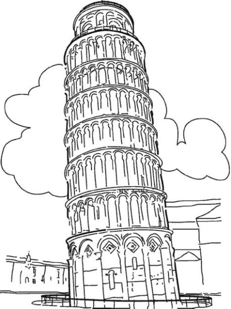 La Torre de Pisa para colorear - Dibujos para colorear: Aprender a Dibujar Fácil, dibujos de La Torre De Pisa, como dibujar La Torre De Pisa paso a paso para colorear