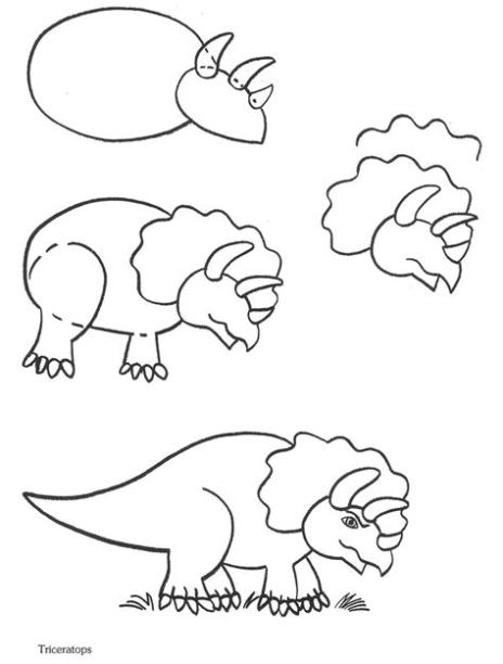 Dinosaurios dibujos fáciles Paso a paso a lápiz: Aprender a Dibujar Fácil con este Paso a Paso, dibujos de Lapiz Paso Paso, como dibujar Lapiz Paso Paso para colorear e imprimir