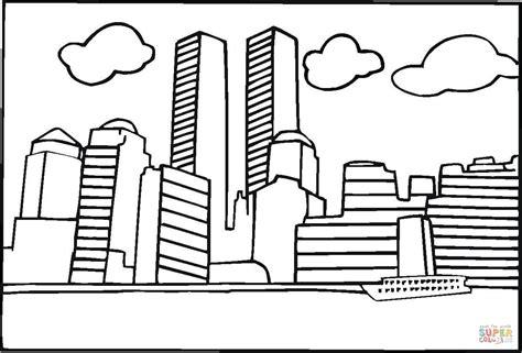 Dibujo de Las Torres Gemelas antes del 9/11 para colorear: Aprender a Dibujar Fácil, dibujos de Las Torres Gemelas, como dibujar Las Torres Gemelas para colorear