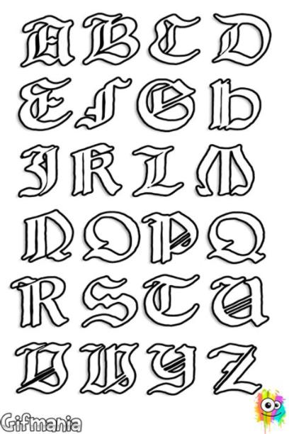 Dibujo de Letras medievales para Colorear | Letras: Dibujar Fácil con este Paso a Paso, dibujos de Letras Medievales, como dibujar Letras Medievales para colorear e imprimir