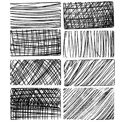 Ilustración de Conjunto De Texturas Dibujo A Mano En El: Dibujar y Colorear Fácil, dibujos de Lineas En Visio, como dibujar Lineas En Visio paso a paso para colorear