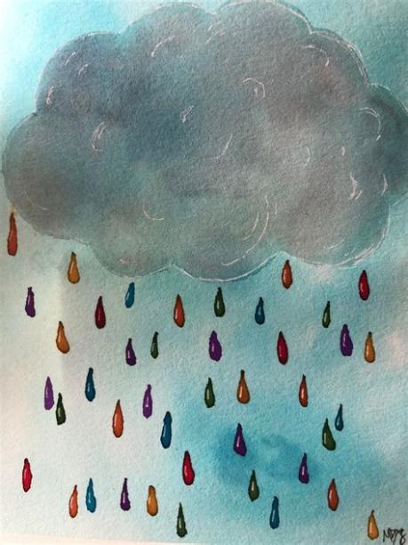 Nube de acuarela con gotas de lluvia de color arco iris | Etsy: Aprende como Dibujar Fácil, dibujos de Lluvia Acuarela, como dibujar Lluvia Acuarela para colorear