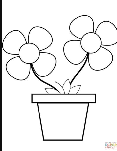 Dibujo de Maceta con flores para colorear | Dibujos para: Aprender a Dibujar y Colorear Fácil, dibujos de Macetas Con Flores, como dibujar Macetas Con Flores para colorear e imprimir