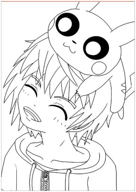 Kawaii pikachu et heureux garcon - Coloriage Kawaii: Aprende como Dibujar Fácil con este Paso a Paso, dibujos de Manga Kawaii, como dibujar Manga Kawaii para colorear e imprimir