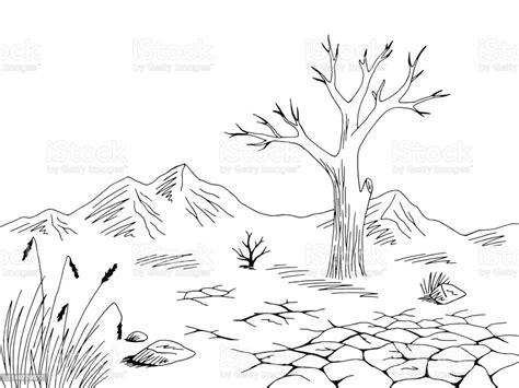 Ilustración de Paisaje Seco Gráfico Del Desierto Blanco: Aprender como Dibujar Fácil con este Paso a Paso, dibujos de Matorrales, como dibujar Matorrales para colorear e imprimir