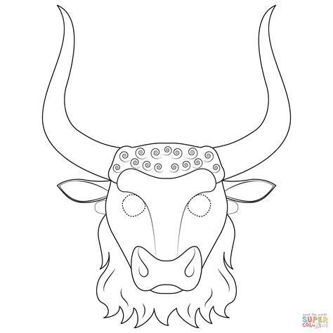 Dibujo de Máscara de Minotauro para colorear | Dibujos: Aprende como Dibujar Fácil, dibujos de Minotauro, como dibujar Minotauro paso a paso para colorear