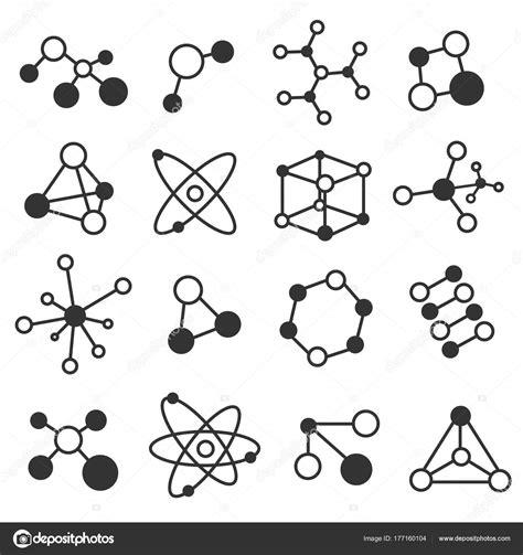 conjunto de iconos de la molécula — Archivo Imágenes: Dibujar y Colorear Fácil, dibujos de Moleculas, como dibujar Moleculas paso a paso para colorear