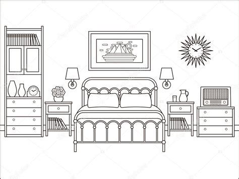 Imágenes: cama para colorear | Interior de dormitorio: Dibujar y Colorear Fácil, dibujos de Muebles En Un Plano, como dibujar Muebles En Un Plano paso a paso para colorear