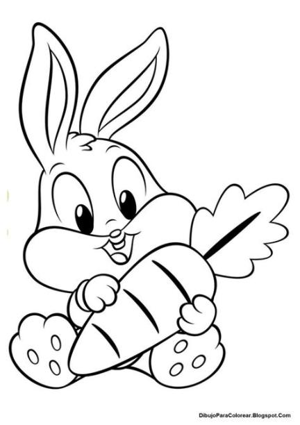 Dibujos Para Colorear: Dibujo Para Colorear Bebe Bugs Bunny: Dibujar Fácil con este Paso a Paso, dibujos de Muñecos De Disney, como dibujar Muñecos De Disney para colorear e imprimir
