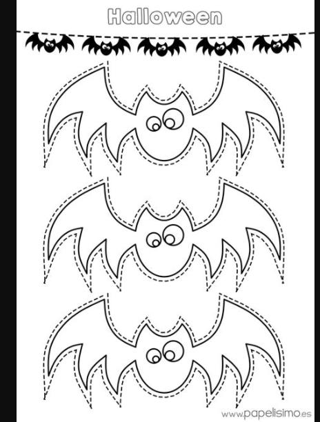 Siluetas de murciélagos para colorear y recortar: Aprende como Dibujar Fácil con este Paso a Paso, dibujos de Murcielagos De Halloween, como dibujar Murcielagos De Halloween para colorear e imprimir