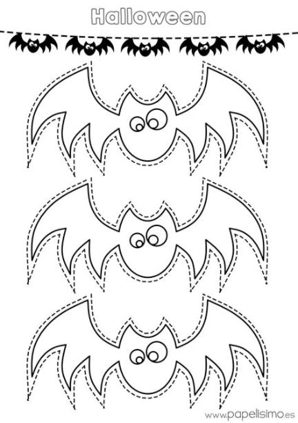 Siluetas de murciélagos para colorear y recortar - PAPELISIMO: Aprender como Dibujar y Colorear Fácil, dibujos de Murcielagos Para Halloween, como dibujar Murcielagos Para Halloween para colorear e imprimir