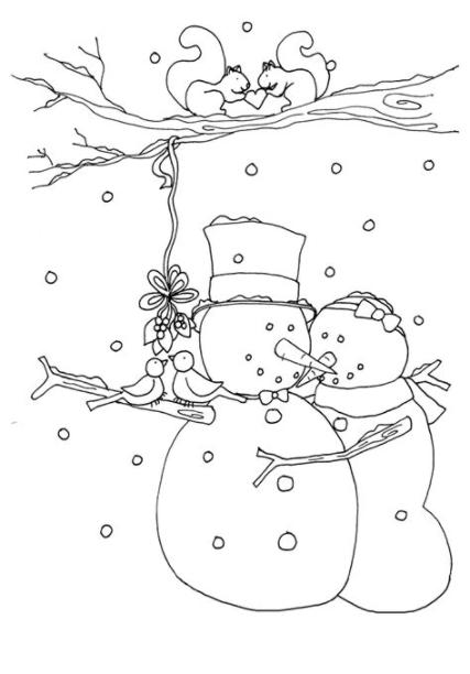 Dibujo para colorear - Dos muñecos de nieve: Dibujar y Colorear Fácil con este Paso a Paso, dibujos de Nieve Para Niños, como dibujar Nieve Para Niños paso a paso para colorear