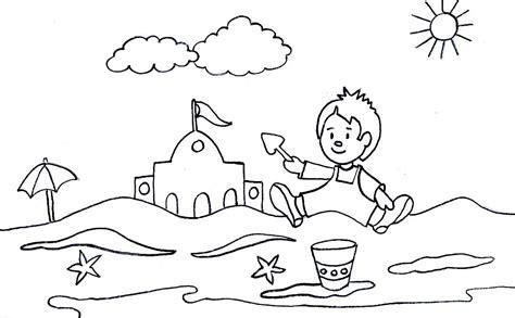 Dibujos gratis para imprimir y colorear de jugando en la: Dibujar y Colorear Fácil con este Paso a Paso, dibujos de Niños Una Playa, como dibujar Niños Una Playa para colorear e imprimir