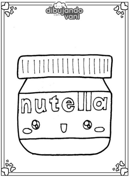 Dibujo de un nutella para imprimir y colorear - Dibujando: Aprender como Dibujar y Colorear Fácil con este Paso a Paso, dibujos de Nutella Kawaii, como dibujar Nutella Kawaii para colorear