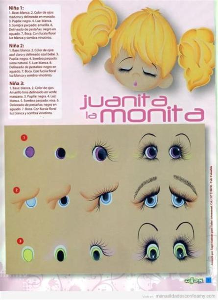 Tres tipos diferentes de ojos para pintar muñecas de goma: Dibujar Fácil, dibujos de Ojos En Goma Eva, como dibujar Ojos En Goma Eva para colorear