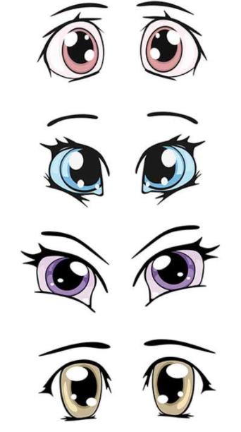 Ojos Kawaii. Imágenes PNG Dibujos para Colorear: Dibujar Fácil con este Paso a Paso, dibujos de Ojos Kawaiis, como dibujar Ojos Kawaiis para colorear