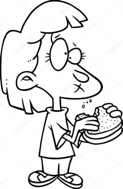 Fille de dessin animé. manger un sandwich — Image: Aprende como Dibujar Fácil, dibujos de Panini Manga, como dibujar Panini Manga para colorear
