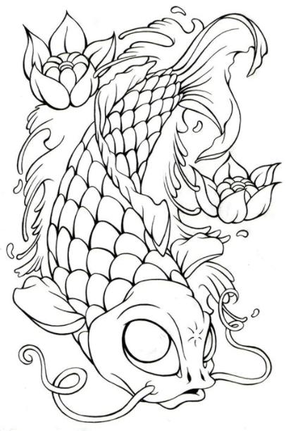 Pez Koi por AbrahamGart | Pez koi dibujo. Pez koi. Tatuaje: Dibujar Fácil, dibujos de Peces Koi, como dibujar Peces Koi para colorear