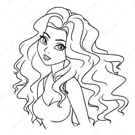 Hermoso retrato de niña sonriente de dibujos animados: Dibujar Fácil, dibujos de Pelo Anime Largo, como dibujar Pelo Anime Largo paso a paso para colorear