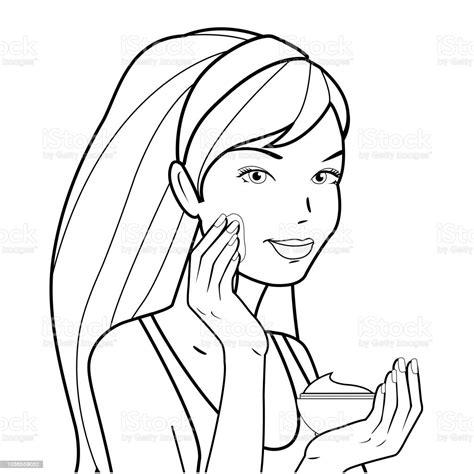 Ilustración de Mujer Aplica Crema Hidratante Blanco Y: Aprende a Dibujar Fácil con este Paso a Paso, dibujos de Pelo Blanco, como dibujar Pelo Blanco para colorear