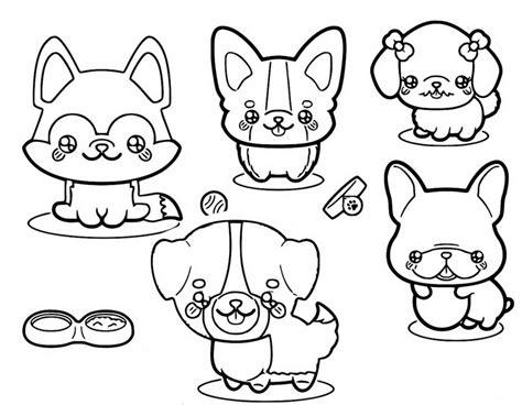 Dibujo para colorear Kawaii : perros 11: Aprender a Dibujar Fácil con este Paso a Paso, dibujos de Perros Kawaii, como dibujar Perros Kawaii para colorear