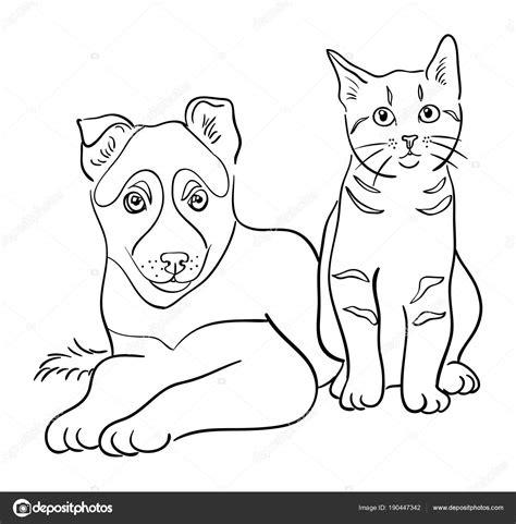 Dibujos: perros y gatos juntos para colorear | Gato Perro: Dibujar y Colorear Fácil con este Paso a Paso, dibujos de Perros Y Gatos, como dibujar Perros Y Gatos para colorear e imprimir