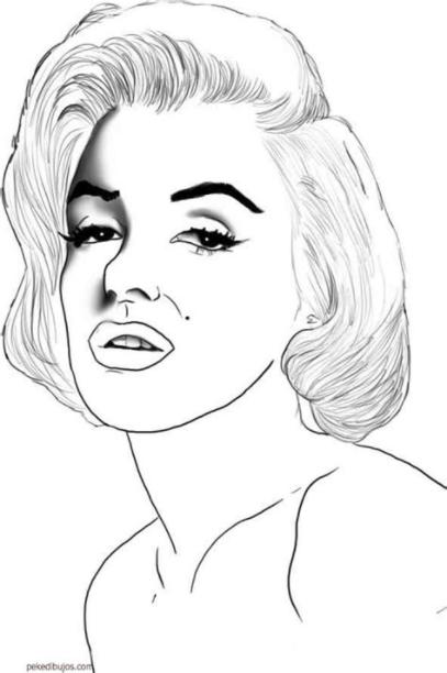 Dibujos de Marilyn Monroe para colorear: Dibujar y Colorear Fácil con este Paso a Paso, dibujos de Personas Famosas, como dibujar Personas Famosas para colorear e imprimir