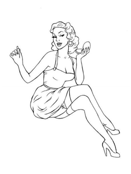 Pintando y coloreando estampas de sugerentes pin-up's: Dibujar y Colorear Fácil con este Paso a Paso, dibujos de Pin Ups, como dibujar Pin Ups para colorear e imprimir