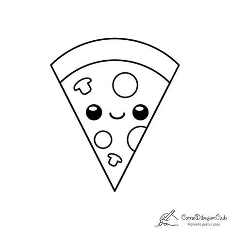 Cómo dibujar una Pizza Kawaii | COMODIBUJAR.CLUB: Dibujar y Colorear Fácil, dibujos de Pizza Kawaii, como dibujar Pizza Kawaii para colorear