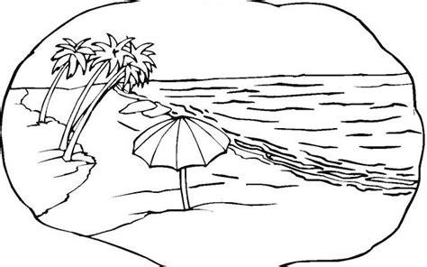 Escena de playa con palmeras para colorear - Dibujos para: Aprender como Dibujar Fácil, dibujos de Playa Con Palmeras, como dibujar Playa Con Palmeras paso a paso para colorear