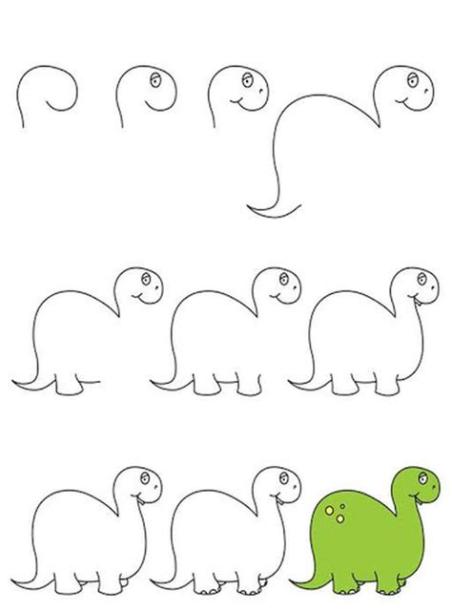 Dinosaurios dibujos fáciles Paso a paso a lápiz: Dibujar Fácil con este Paso a Paso, dibujos de Por Pasos, como dibujar Por Pasos paso a paso para colorear