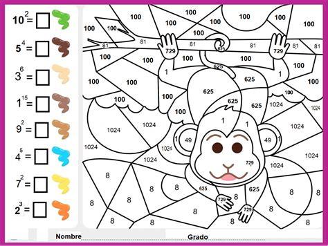 Potenciación Primaria | Matematicas para colorear. Fichas: Dibujar y Colorear Fácil, dibujos de Potencias, como dibujar Potencias para colorear e imprimir