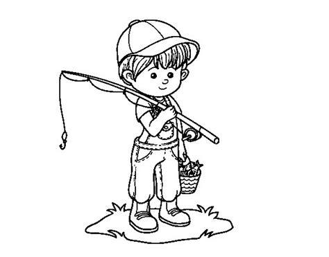 Dibujo de Niño pescador para Colorear - Dibujos.net: Aprende como Dibujar Fácil, dibujos de Proyecciones De Fischer, como dibujar Proyecciones De Fischer paso a paso para colorear