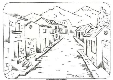 Pueblo para pintar - Dibujos para colorear: Dibujar y Colorear Fácil, dibujos de Pueblos, como dibujar Pueblos paso a paso para colorear