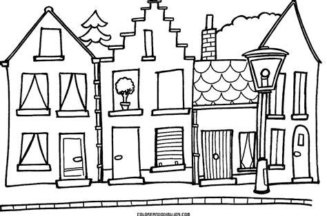 Pequeño y bonito pueblo para colorear - Dibujos para colorear: Aprender como Dibujar y Colorear Fácil, dibujos de Pueblos, como dibujar Pueblos para colorear