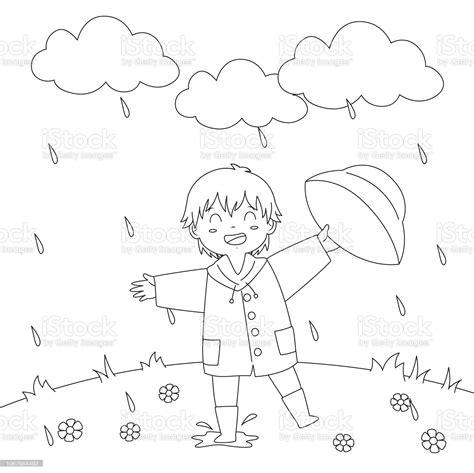 Imagen de Niño tocando bajo la lluvia para colorear: Dibujar y Colorear Fácil, dibujos de Ropa Mojada, como dibujar Ropa Mojada para colorear
